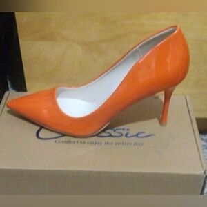 Source Unknown Orange Patent Pointed-Toe Stiletto Pump